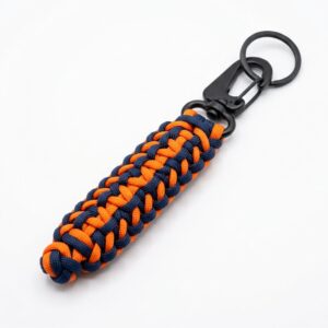 Navy & Safety-Orange Trilobite-Weave Keychain