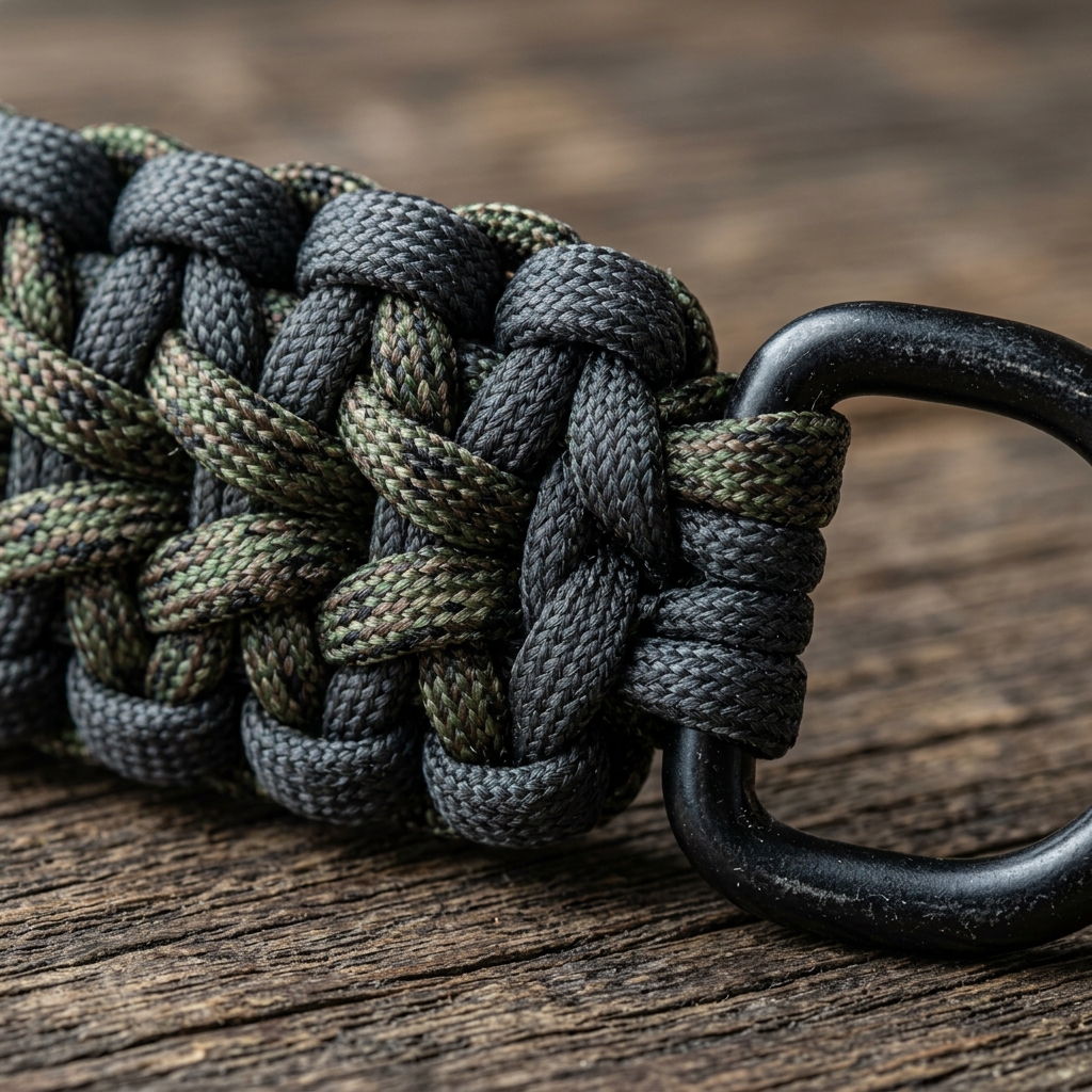 Charcoal & Forest-Camo King Cobra-Weave Keychain - Image 4