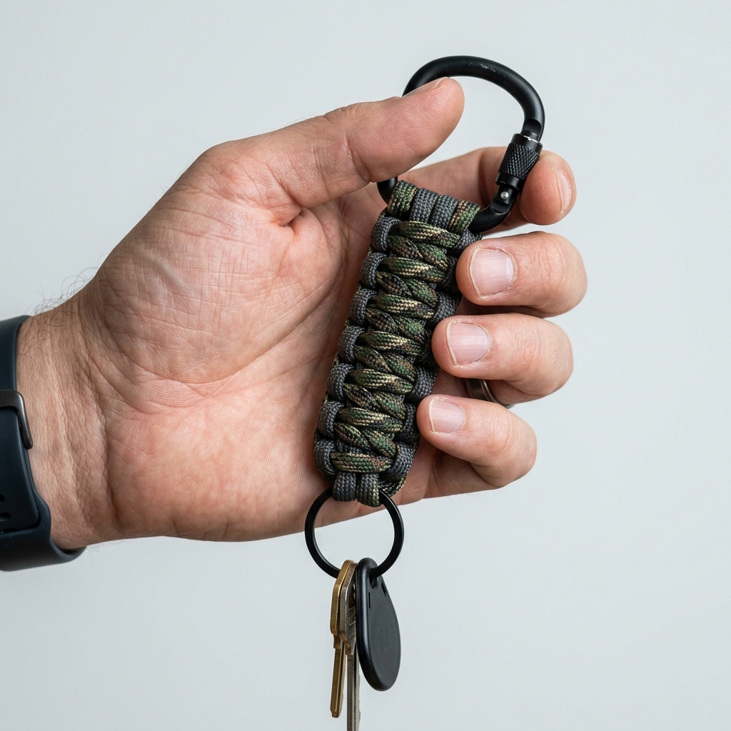 Charcoal & Forest-Camo King Cobra-Weave Keychain - Image 3
