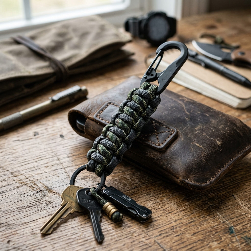 Charcoal & Forest-Camo King Cobra-Weave Keychain - Image 2