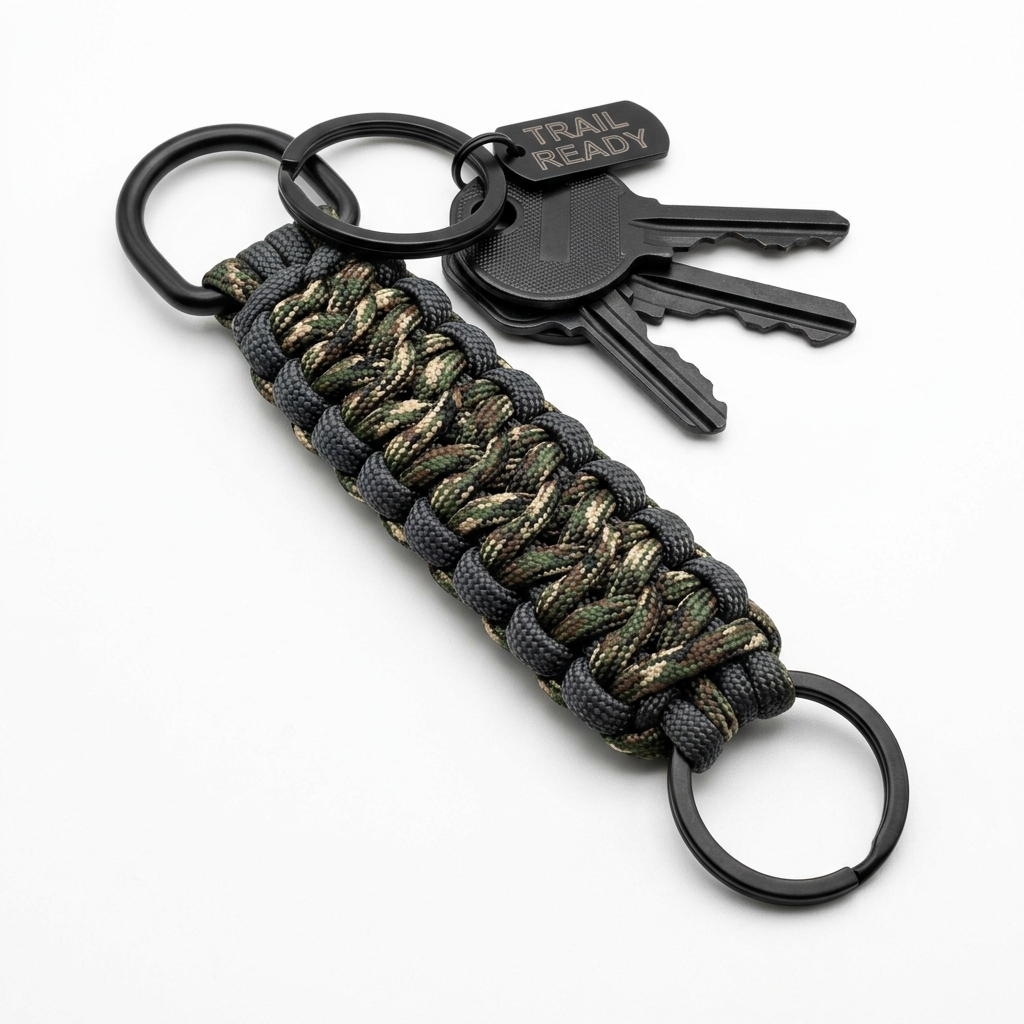 Charcoal & Forest-Camo King Cobra-Weave Keychain